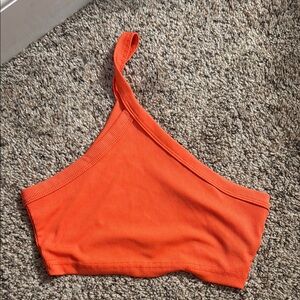 Orange One-Shoulder Crop Top